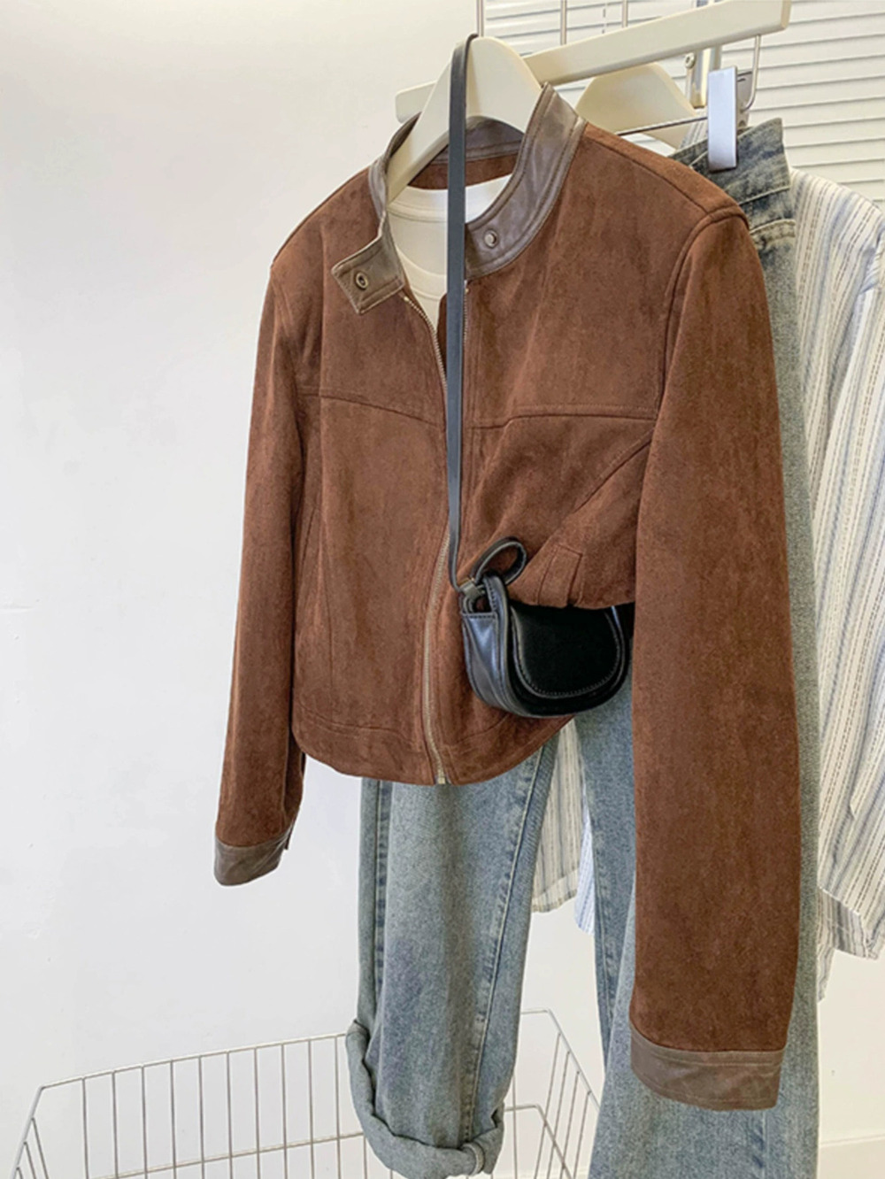 Zara Kaikuo Fall Winter Patchwork Zipper Jacket